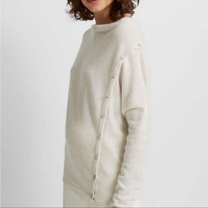 Club Monaco Simisola cashmere sweater with diagonal button detail, size medium